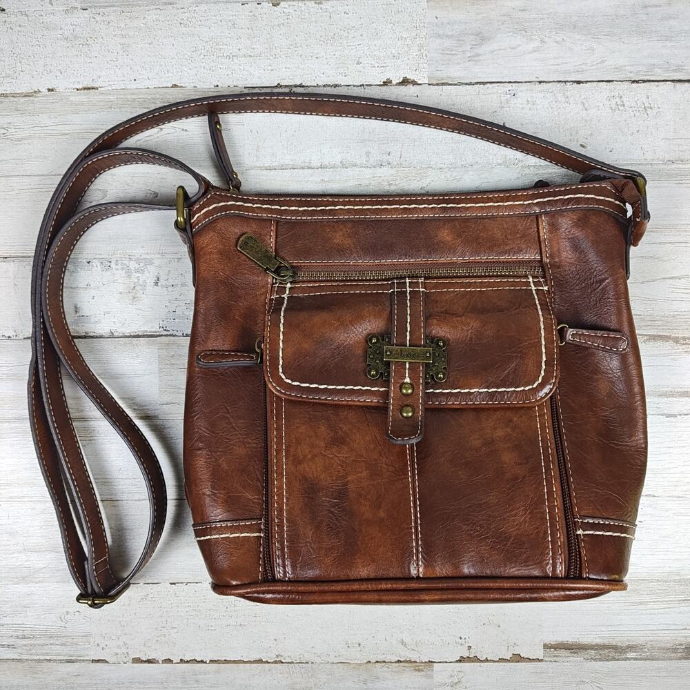 B.O.C Born Concept Crossbody Purse Handbag Medium Brown Adjustable Vegan Leather